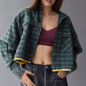 BDG Green and Yellow Plaid Utility Jacket